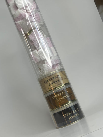 Chocolade fondue Tube Trio - Chocolade fondue pakket - marshmallows - 3 soorten chocolade - Melk Wit Donker
